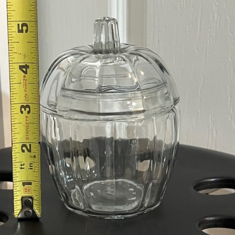 Clear Glass Pumpkin Jar with Lid — Small, 5" high